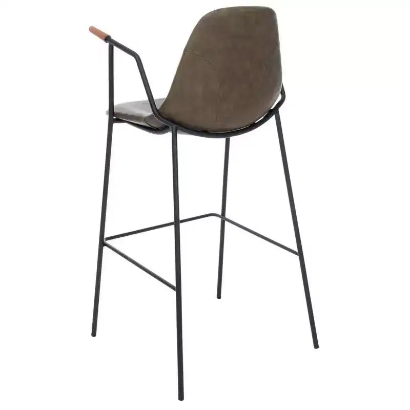 Mid-Century Modern Barstool, Upholstered Seat with Wood Legs, Kitchen or Bar Height