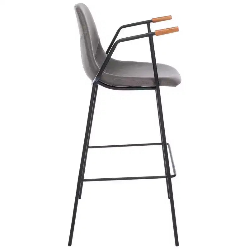Mid-Century Modern Barstool, Upholstered Seat with Wood Legs, Kitchen or Bar Height