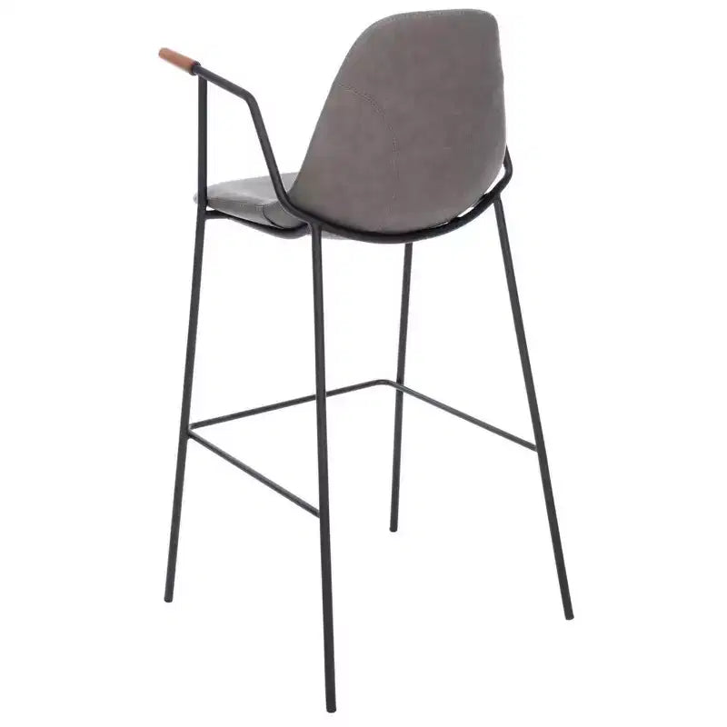 Mid-Century Modern Barstool, Upholstered Seat with Wood Legs, Kitchen or Bar Height