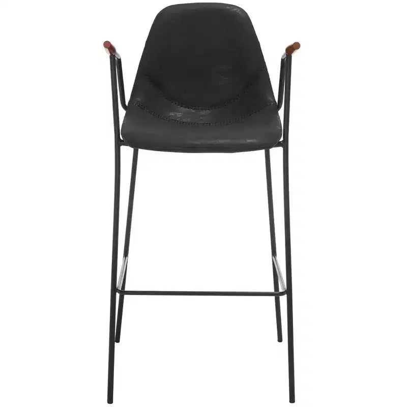 Mid-Century Modern Barstool, Upholstered Seat with Wood Legs, Kitchen or Bar Height