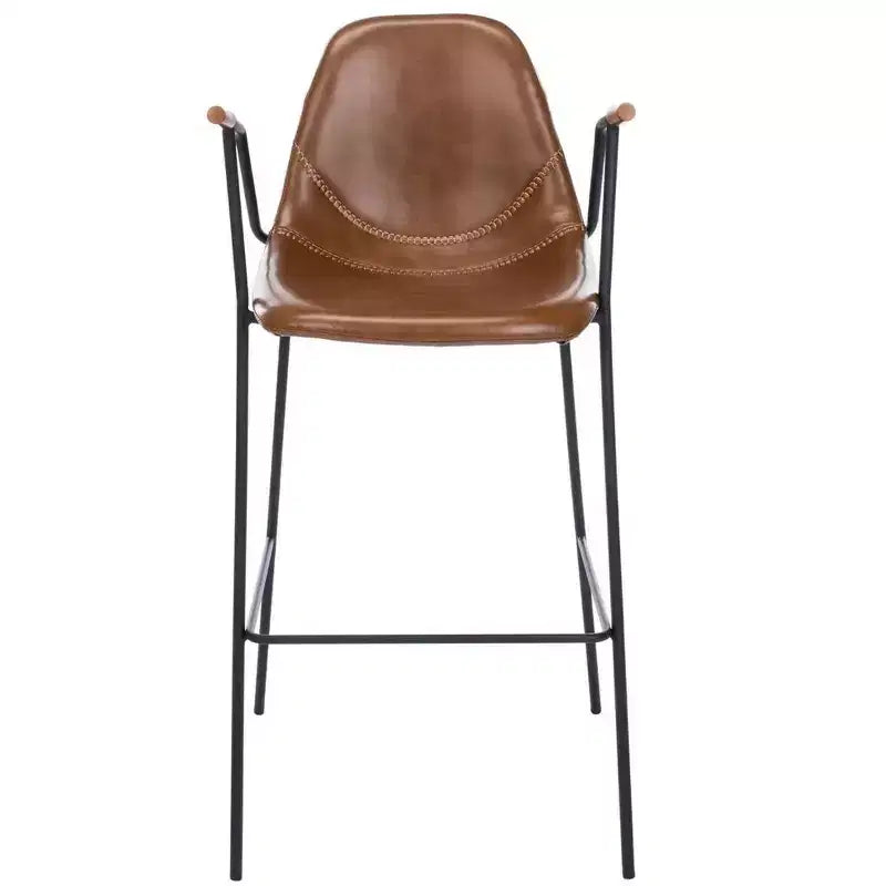 Mid-Century Modern Barstool, Upholstered Seat with Wood Legs, Kitchen or Bar Height