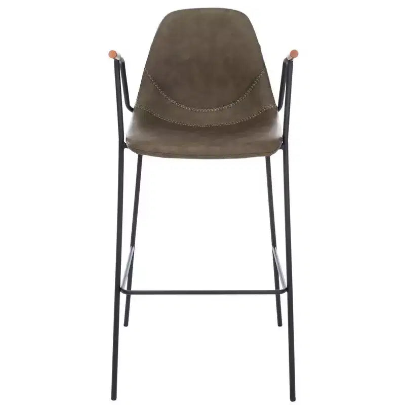 Mid-Century Modern Barstool, Upholstered Seat with Wood Legs, Kitchen or Bar Height