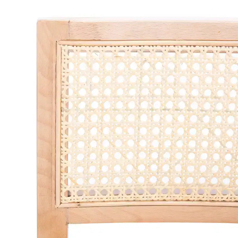 Rattan Counter Stool, Natural Woven Seat with Wood Frame, Bohemian Kitchen or Bar Stool