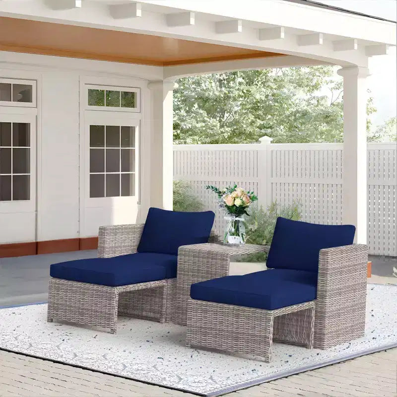 Sunsitt Ensemble de balcon extérieur 5 pièces en acier et osier