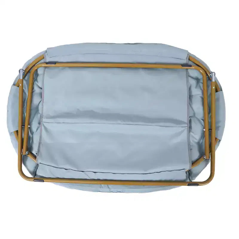 Folding Upholstered Double Saucer Chair, Steel Frame, Portable for Dorm, Living Room or Bedroom
