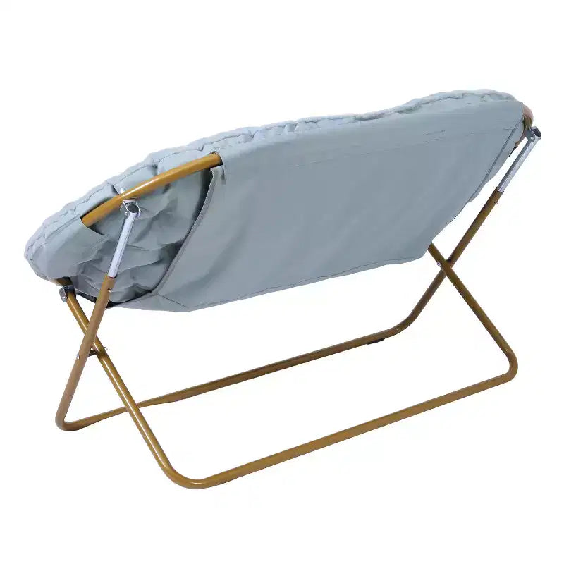 Folding Upholstered Double Saucer Chair, Steel Frame, Portable for Dorm, Living Room or Bedroom