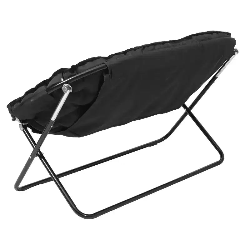 Folding Upholstered Double Saucer Chair, Steel Frame, Portable for Dorm, Living Room or Bedroom