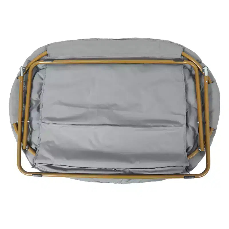 Folding Upholstered Double Saucer Chair, Steel Frame, Portable for Dorm, Living Room or Bedroom