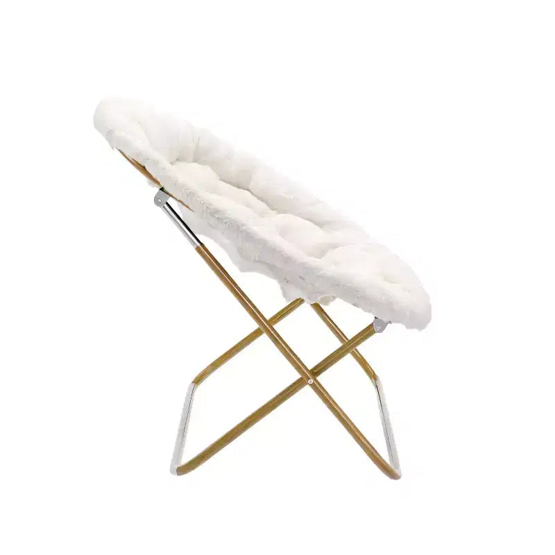 Folding Upholstered Double Saucer Chair, Steel Frame, Portable for Dorm, Living Room or Bedroom