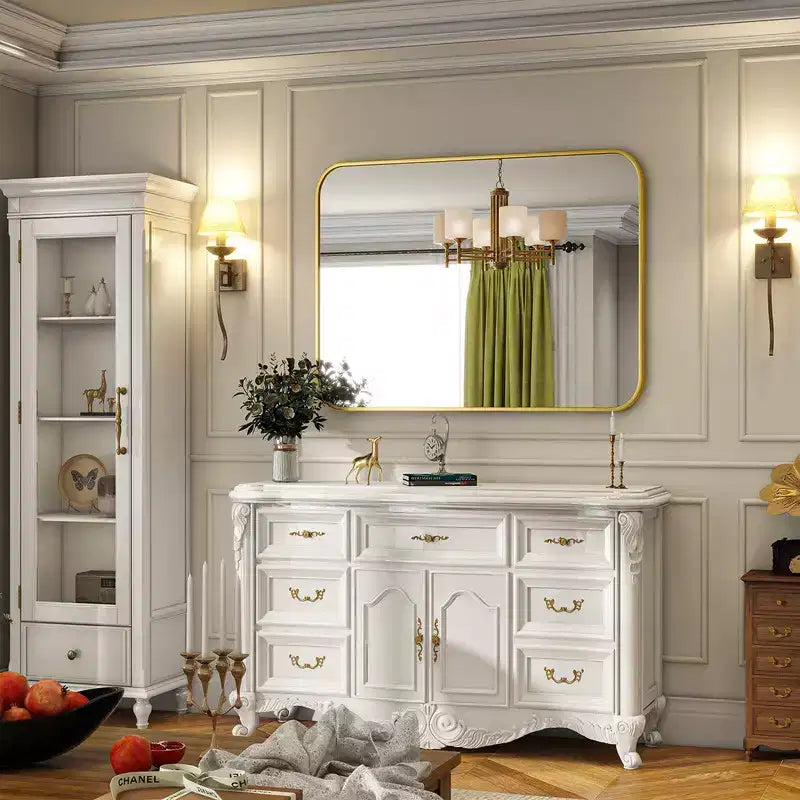 Oversized Rectangle Wall Mirror, Framed Bathroom Vanity Mirror, Large Wall Decor