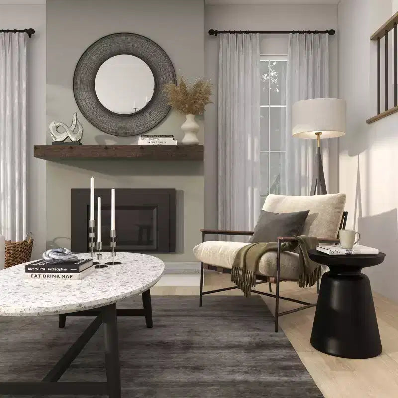 Metal Accent Table with Bell-Shaped Base, Modern Decorative Side Table for Living Room