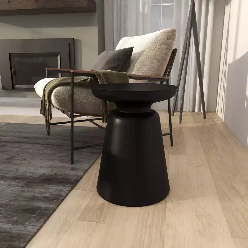Metal Accent Table with Bell-Shaped Base, Modern Decorative Side Table for Living Room