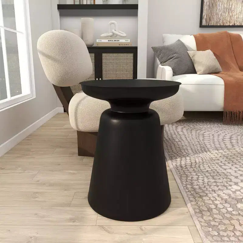 Metal Accent Table with Bell-Shaped Base, Modern Decorative Side Table for Living Room