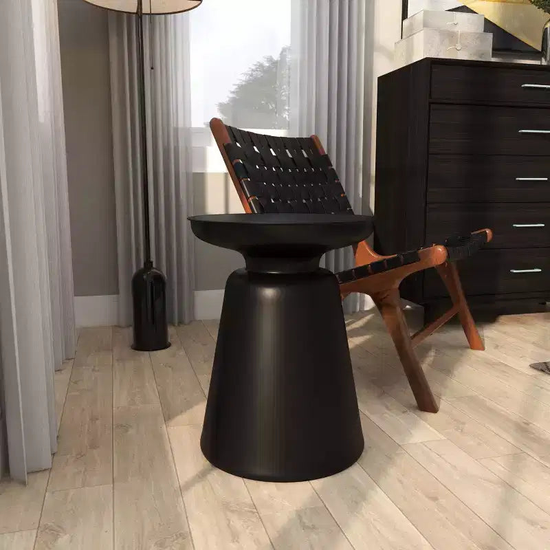 Metal Accent Table with Bell-Shaped Base, Modern Decorative Side Table for Living Room