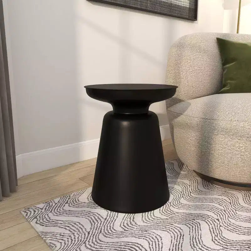 Metal Accent Table with Bell-Shaped Base, Modern Decorative Side Table for Living Room