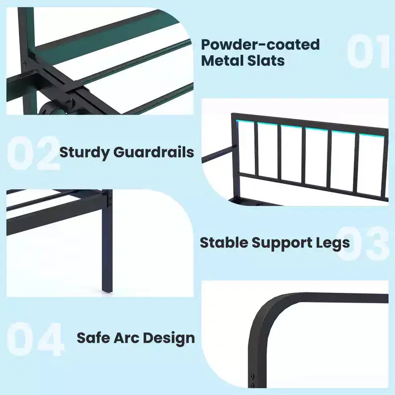 Twin Daybed Adjustable Sofa Bed Frame with Charging Station & LED Lights, Multi-Function