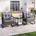 Costway 3 PCS Patio Rocker Set with 2-Tier Coffee Table & Soft Seat Back Cushions Outdoor