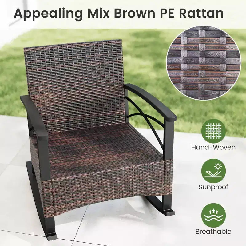 Costway Ensemble de 3 pièces de mobilier de jardin avec table basse à 2 niveaux et coussins de dossier moelleux pour extérieur
