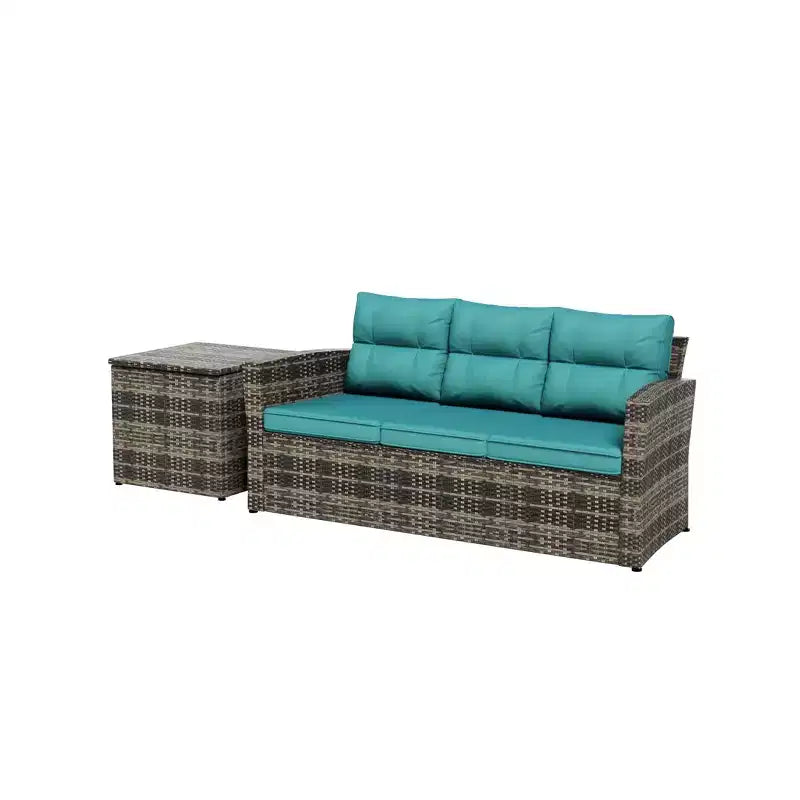 WestinTrends Canapé d'extérieur 2 places en rotin PE avec coussins et table d'appoint
