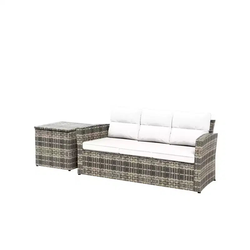WestinTrends Canapé d'extérieur 2 places en rotin PE avec coussins et table d'appoint
