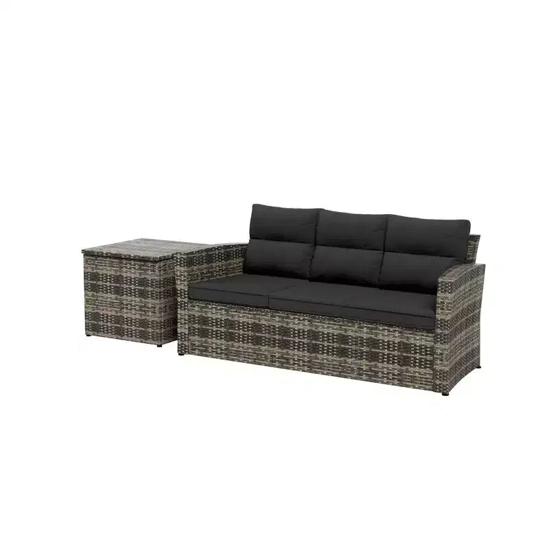 WestinTrends Canapé d'extérieur 2 places en rotin PE avec coussins et table d'appoint