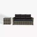 WestinTrends Canapé d'extérieur 2 places en rotin PE avec coussins et table d'appoint