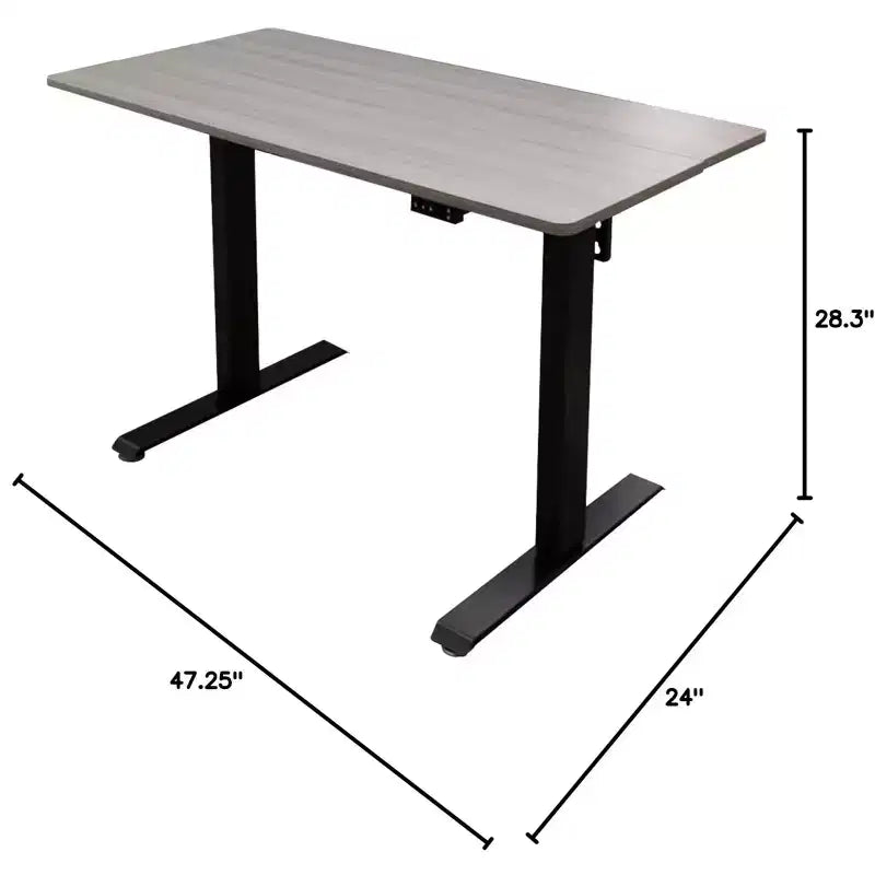 Programmable Electric Two-Tier Compact Standing Desk, 48" Wide, White Frame with Birch Desktop