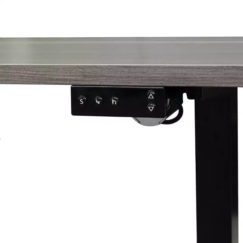 Programmable Electric Two-Tier Compact Standing Desk, 48" Wide, White Frame with Birch Desktop