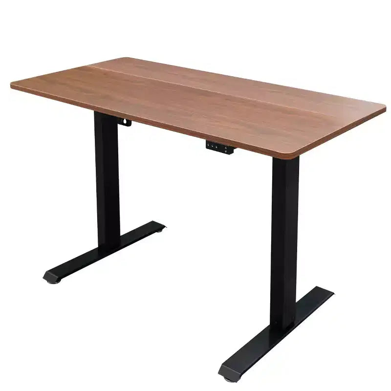 Programmable Electric Two-Tier Compact Standing Desk, 48" Wide, White Frame with Birch Desktop
