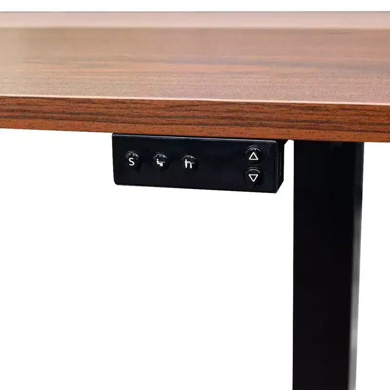 Programmable Electric Two-Tier Compact Standing Desk, 48" Wide, White Frame with Birch Desktop