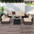Costway 7 PCS Patio Furniture Set with 35 Propane Gas Fire Pit Table & Waterproof Cover