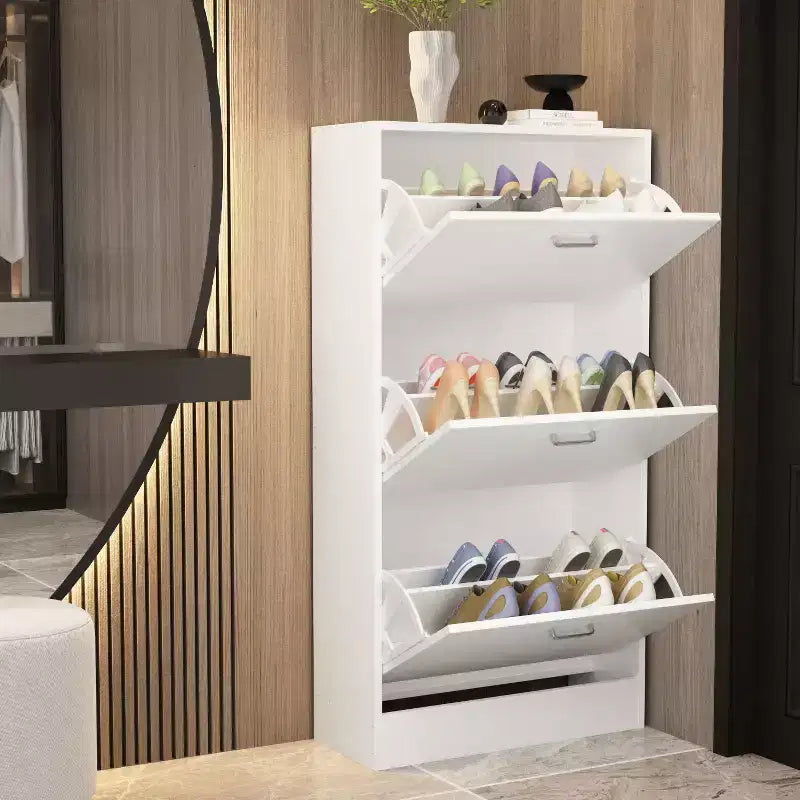 Modern Entryway Shoe Cabinet with 3-Tier Shelves, Slim Freestanding Shoe Rack Organizer