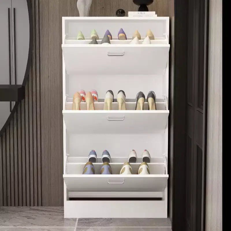 Modern Entryway Shoe Cabinet with 3-Tier Shelves, Slim Freestanding Shoe Rack Organizer