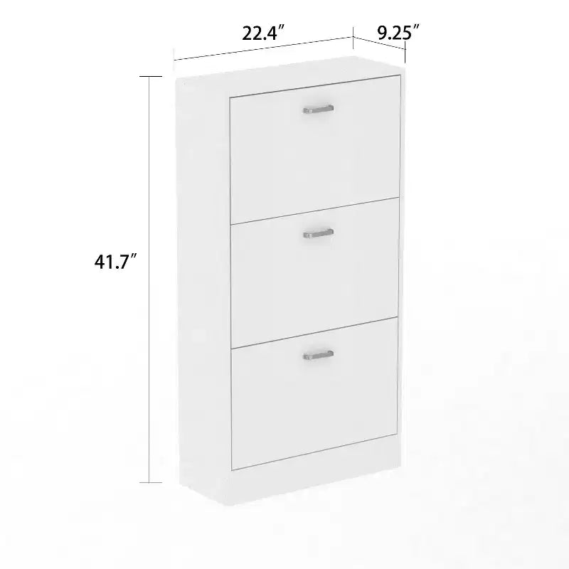 Modern Entryway Shoe Cabinet with 3-Tier Shelves, Slim Freestanding Shoe Rack Organizer
