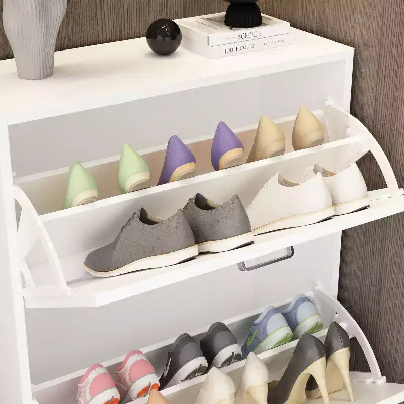 Modern Entryway Shoe Cabinet with 3-Tier Shelves, Slim Freestanding Shoe Rack Organizer