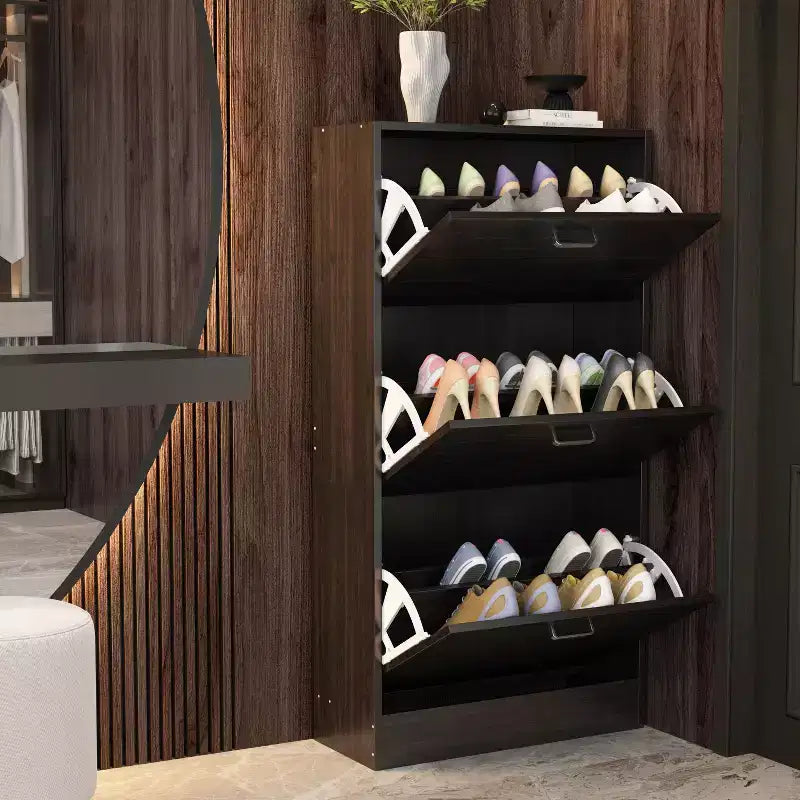 Modern Entryway Shoe Cabinet with 3-Tier Shelves, Slim Freestanding Shoe Rack Organizer