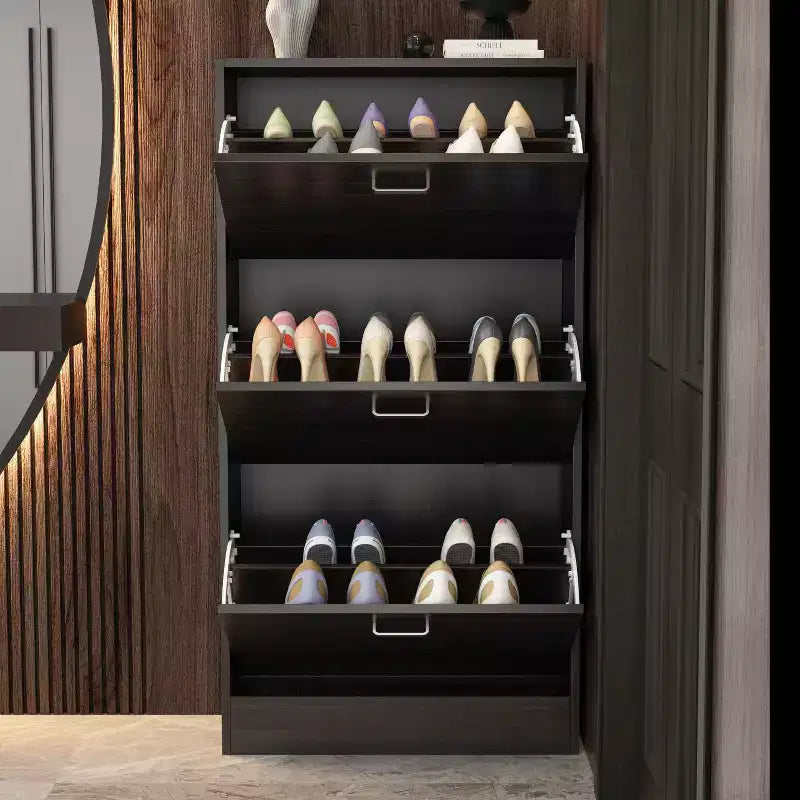 Modern Entryway Shoe Cabinet with 3-Tier Shelves, Slim Freestanding Shoe Rack Organizer