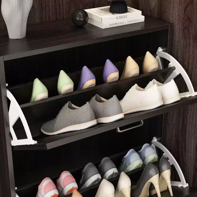 Modern Entryway Shoe Cabinet with 3-Tier Shelves, Slim Freestanding Shoe Rack Organizer