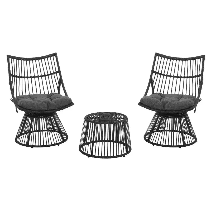 Christopher Knight Home Caryl Outdoor 2 Seater Wicker Chat Set with Grey Cushion