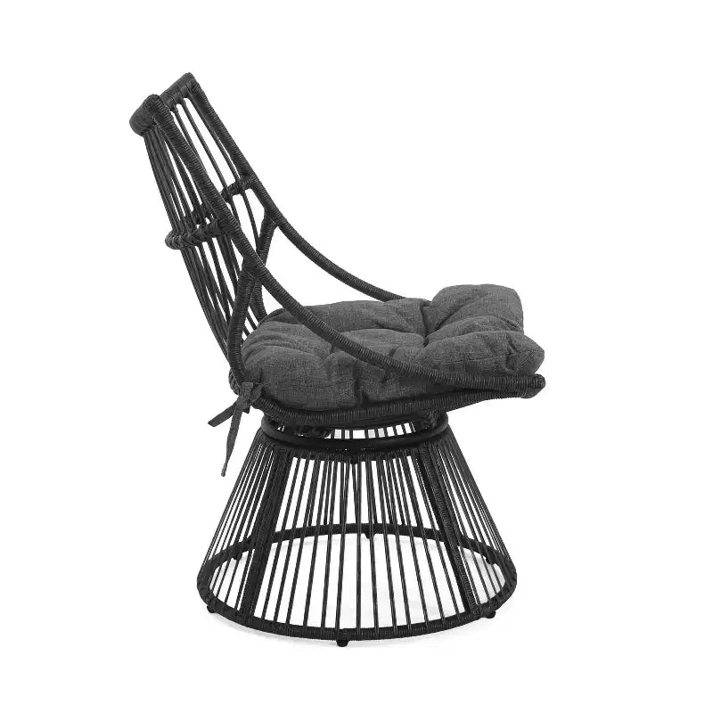 Christopher Knight Home Caryl Ensemble de conversation 2 places en osier d'extérieur avec coussin gris
