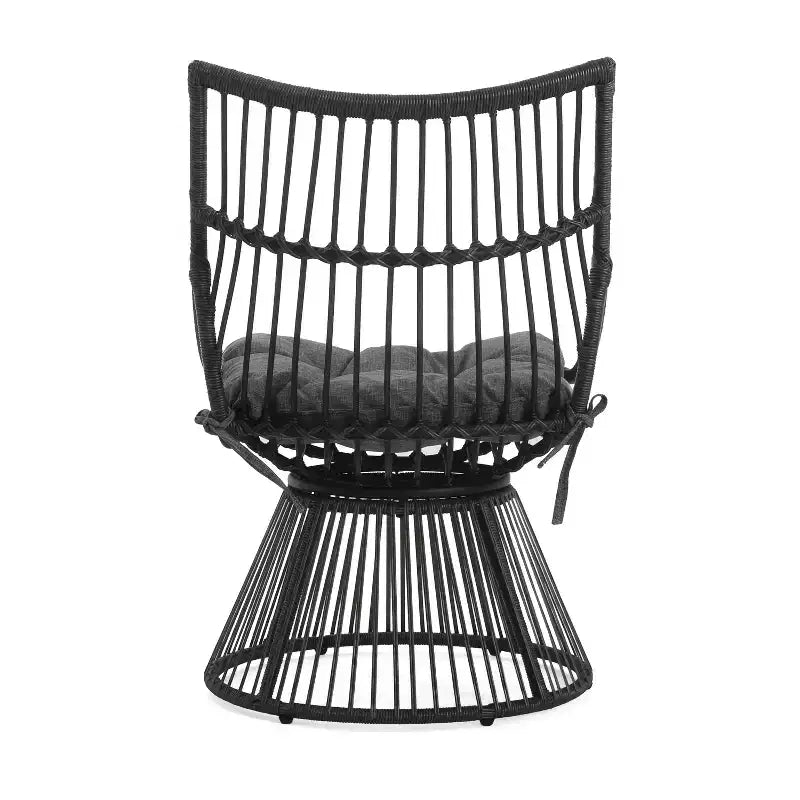 Christopher Knight Home Caryl Ensemble de conversation 2 places en osier d'extérieur avec coussin gris