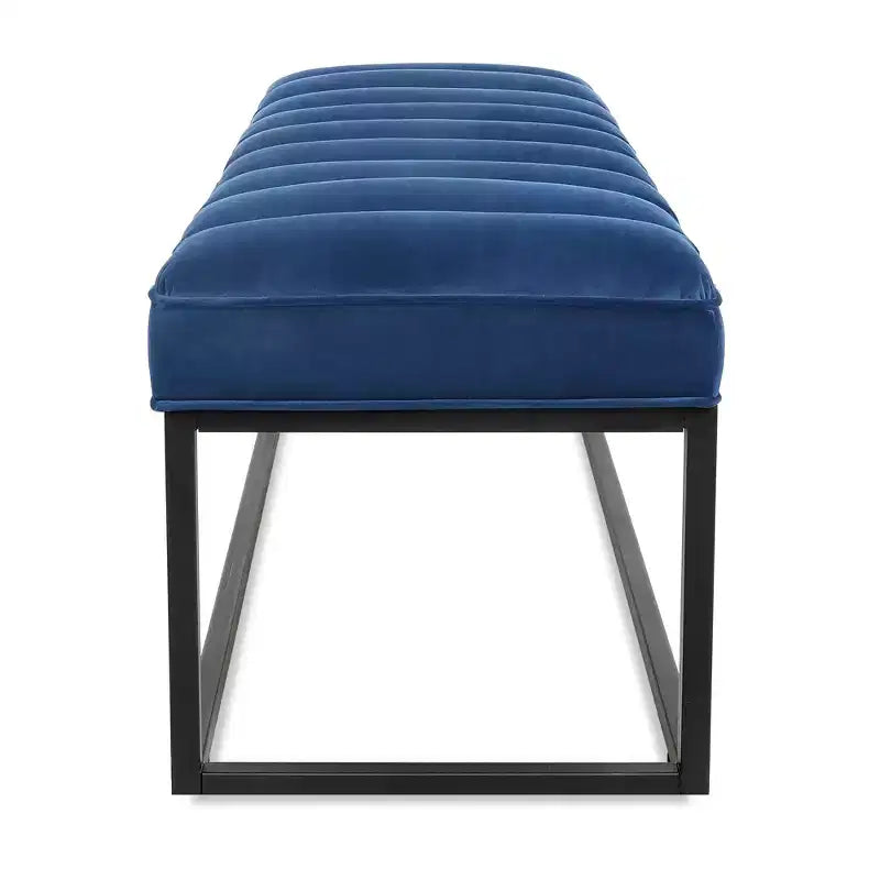 Metal Base Upholstered Bench, Iron Frame, Foam Seat, 53.5" Wide for Bedroom or Entryway