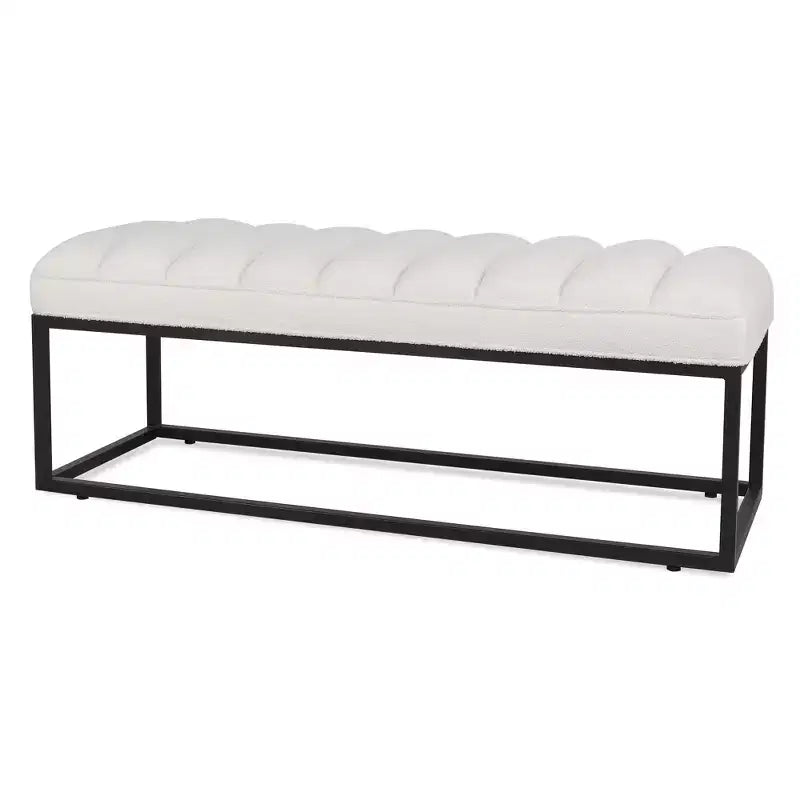 Metal Base Upholstered Bench, Iron Frame, Foam Seat, 53.5" Wide for Bedroom or Entryway