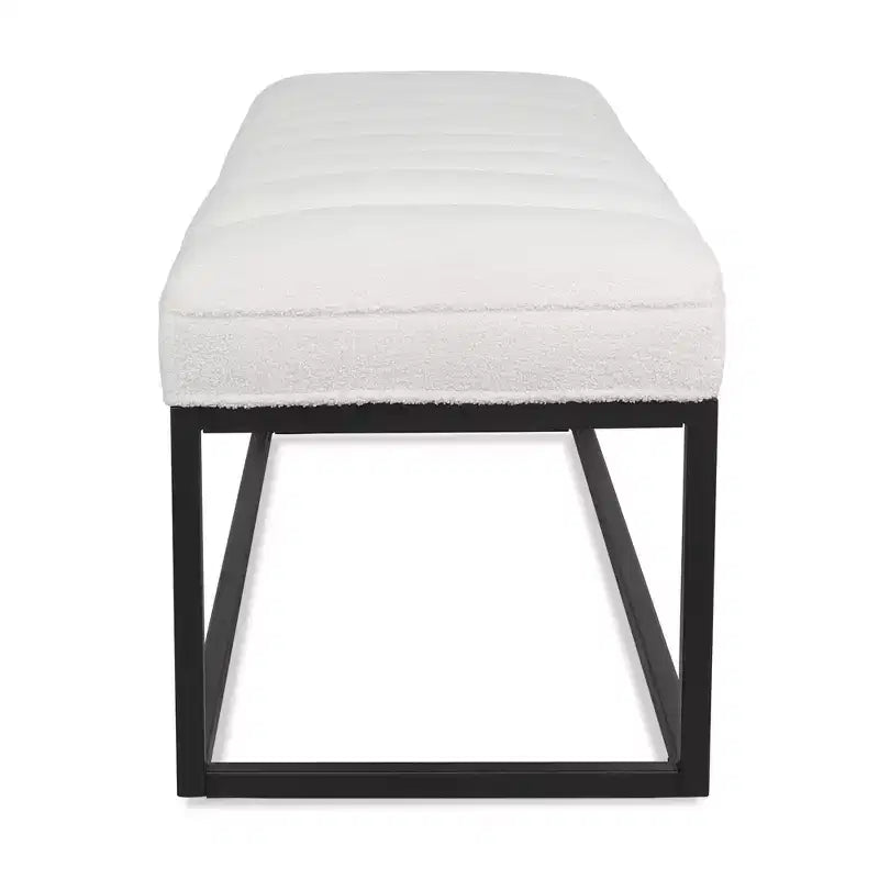 Metal Base Upholstered Bench, Iron Frame, Foam Seat, 53.5" Wide for Bedroom or Entryway
