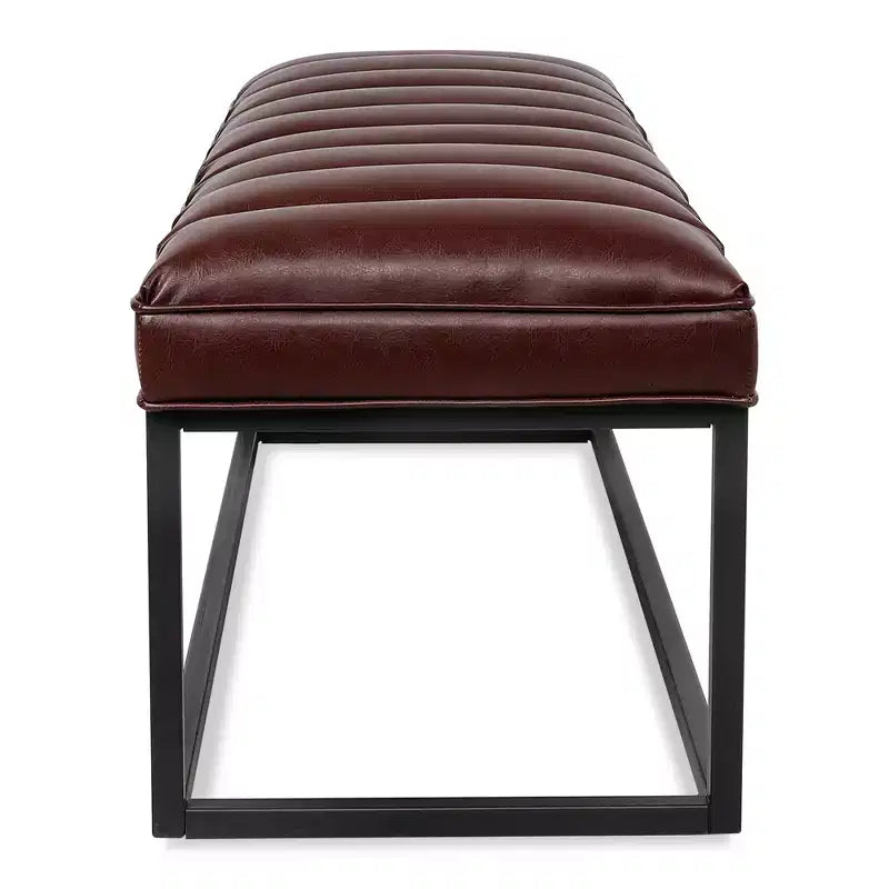 Metal Base Upholstered Bench, Iron Frame, Foam Seat, 53.5" Wide for Bedroom or Entryway