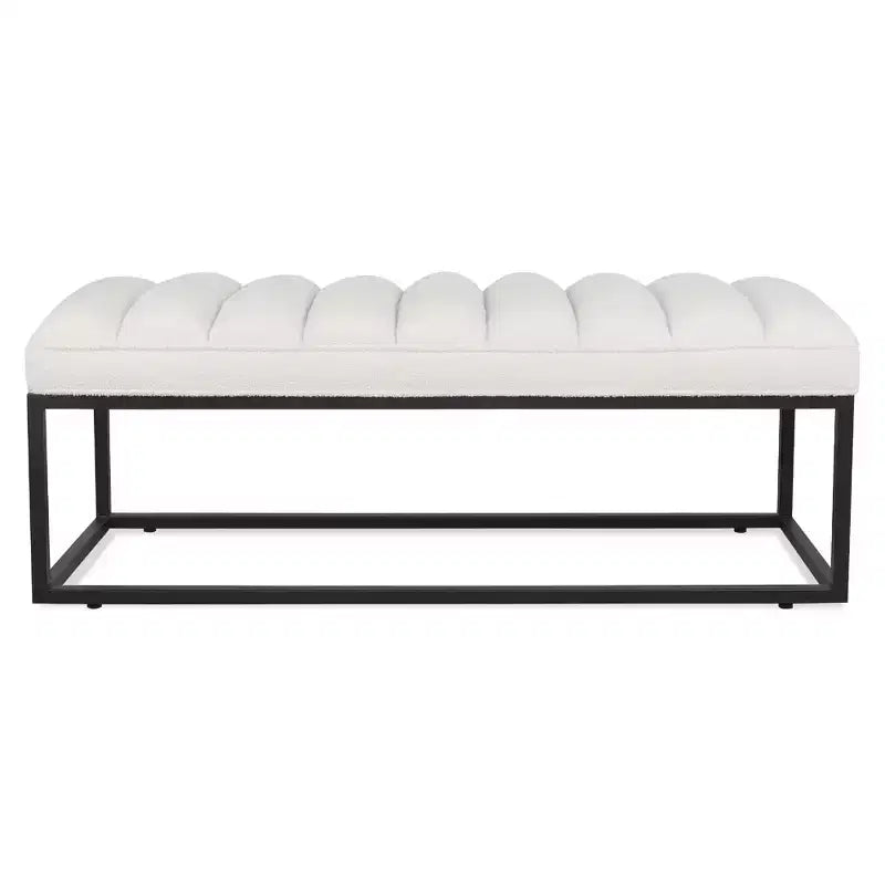Banc rembourré à piètement métallique, structure en fer, assise en mousse, 136 cm de large pour chambre ou entrée