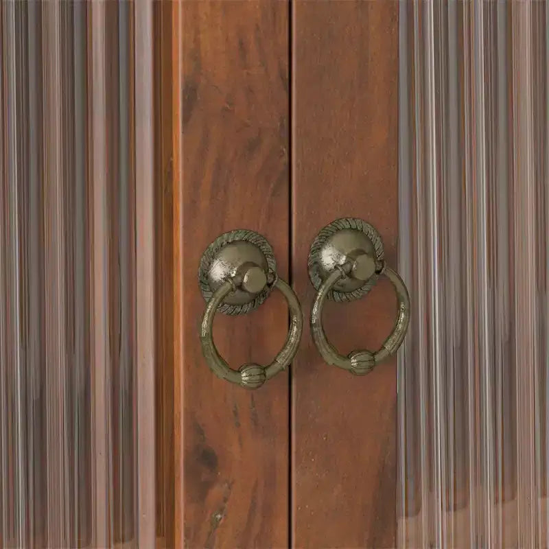 24.8Vitrine murale vintage à double porte vitrée avec trois niveaux de rangement et porte-serviettes, pour salle de bain, cuisine, salle à manger, marron
