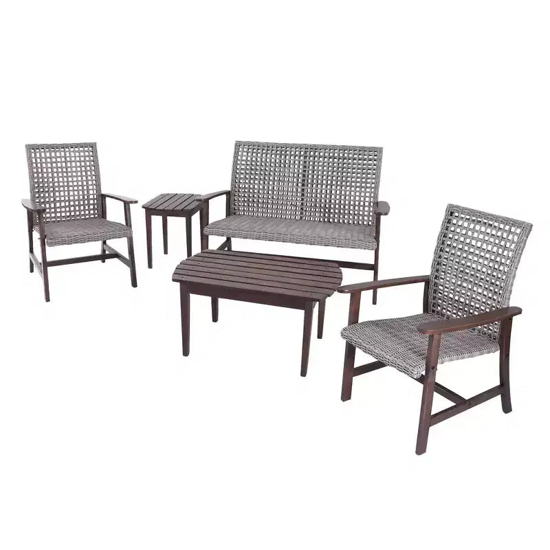 Jiallo Vineyard Collection Conversation set Armchair, Loveseat, End Table and Coffee Table