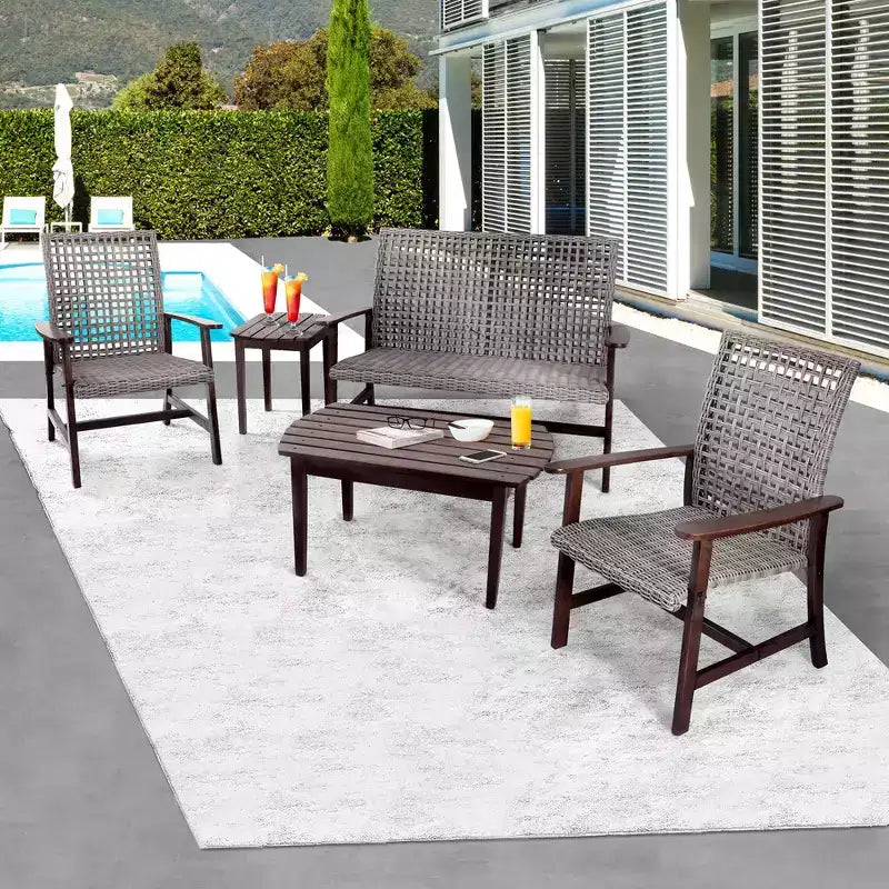 Ensemble de conversation Jiallo Vineyard Collection : Fauteuil, Causeuse, Table d'appoint et Table basse