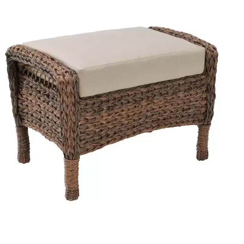 Jiallo Modern Concept Ensemble de relaxation en résine tressée imitation jonc de mer (1 fauteuil et 1 pouf)